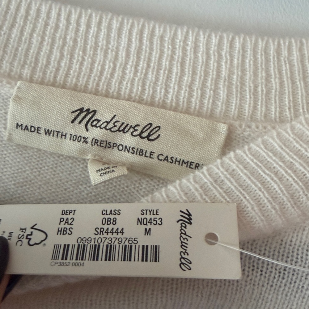 Madewell “Responsible Cashmere” Striped Blue and Cream Sweater - Picture 2 of 4